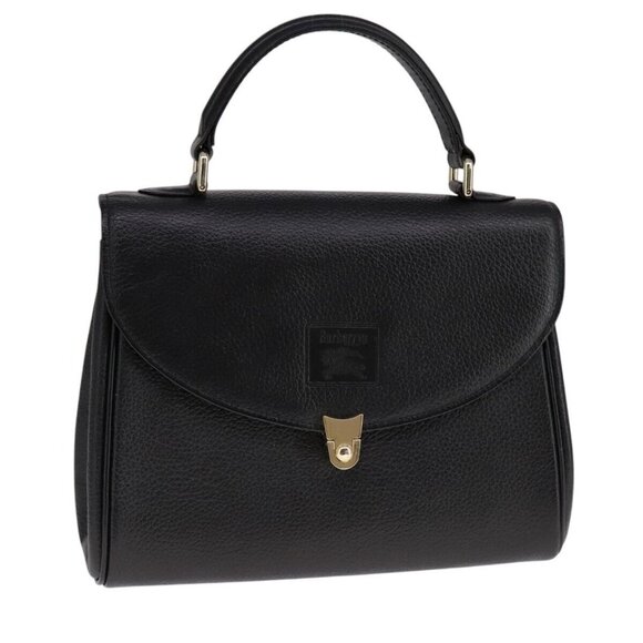 Burberrys Hand Bag Leather Black Auth - Picture 14 of 16